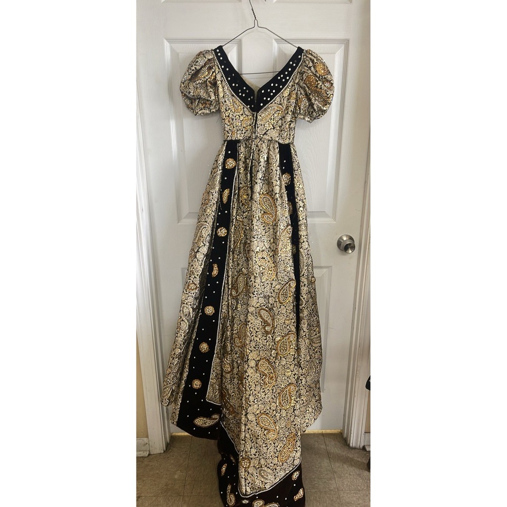 Handmade Children Mardi Gras Renaissance Black & Gold Gown Dress